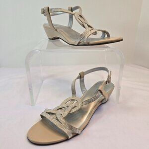 LONDON FOG Womens Macey Demi-Wedge Dress Sandals Sz: 11M - Nude Smoothe